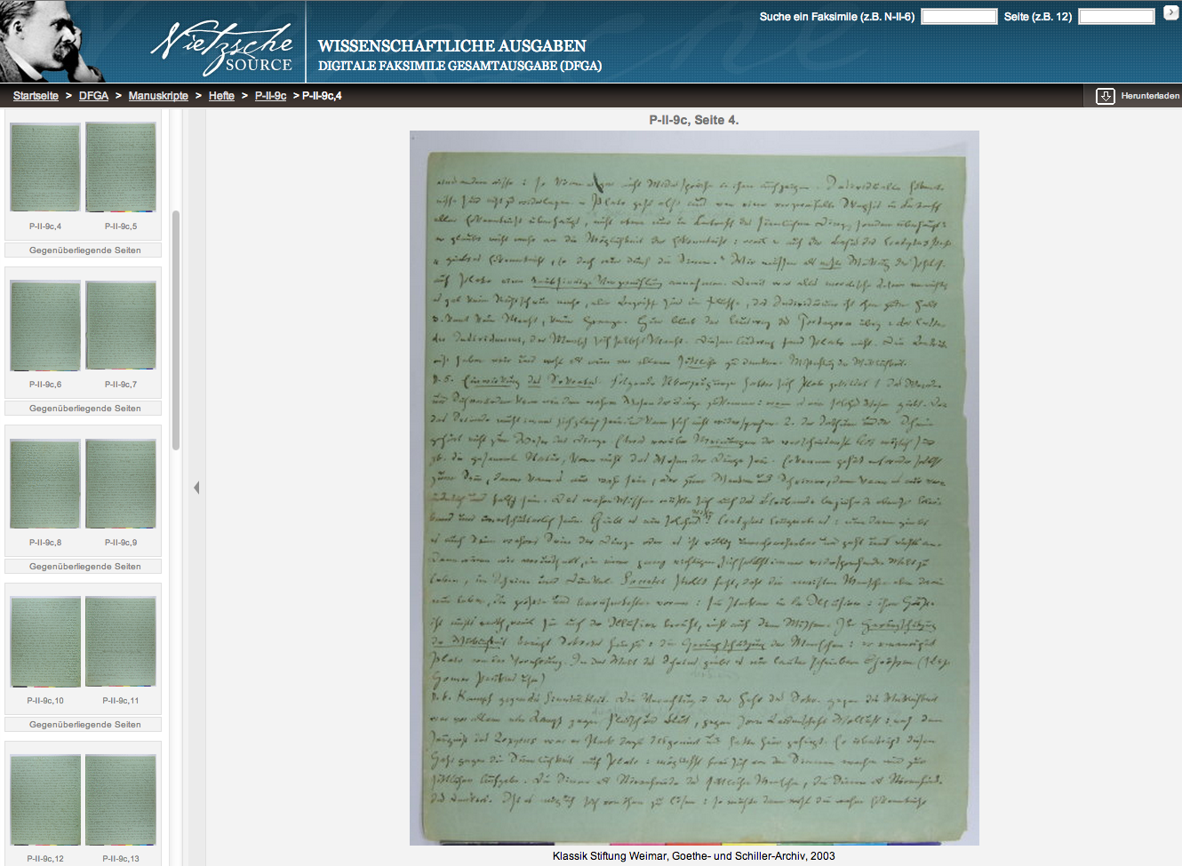 Facsimile Viewer in DFGA.