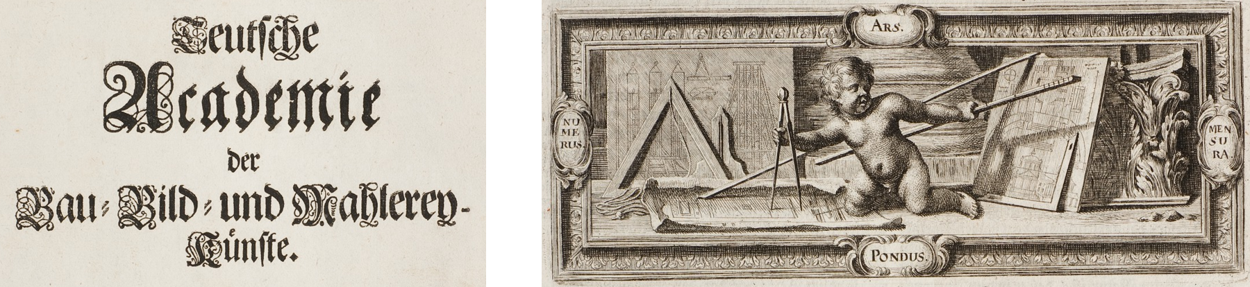 Werktitel und Illustration zur ars mensura, TA 1675, I, Buch 1 (Architektur), S. 7.