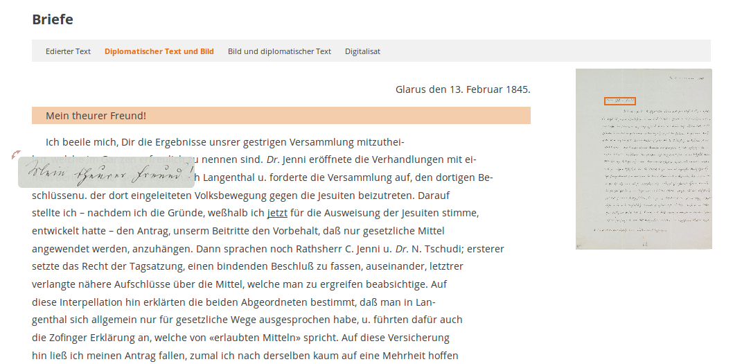 Diplomatischer Text und Bild.