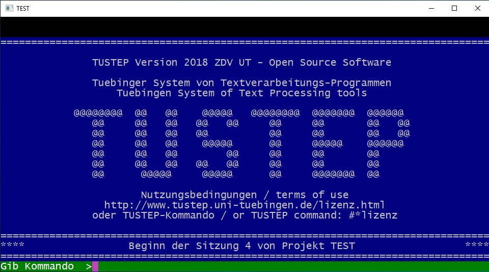 Starting screen of the session.