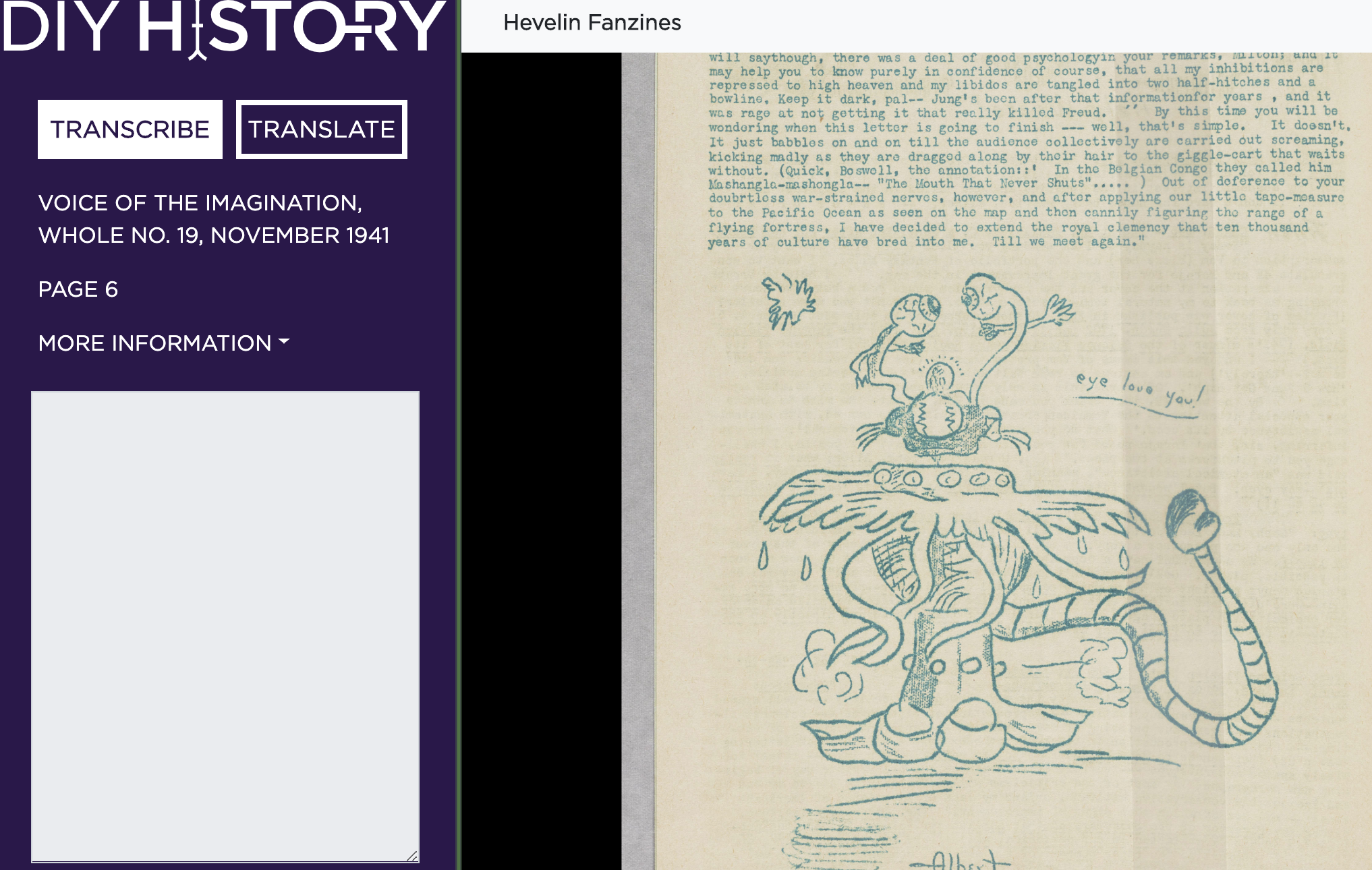 Interface de transcription de DIY History (http://web.archive.org/web/20191206141817/http://diyhistory.lib.uiowa.edu/transcribe/5207/165771).