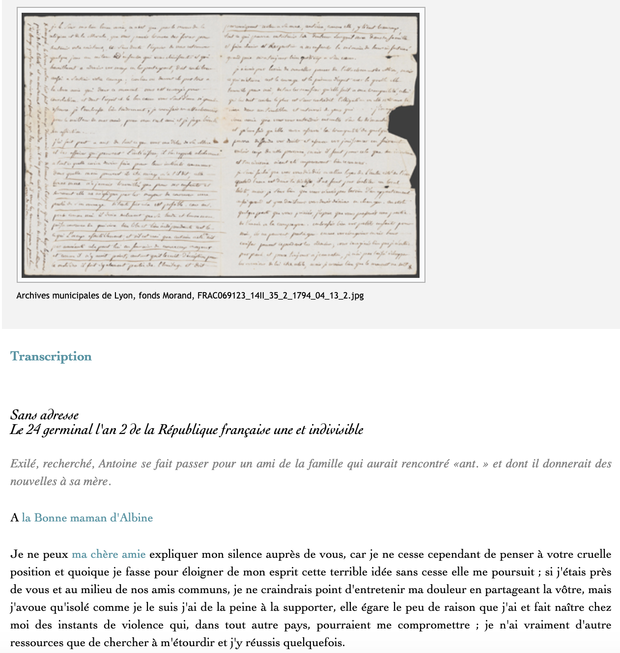 Édition numérique d’un télégramme (http://web.archive.org/web/20191206142636/https://begrenzte-flucht.ehri-project.eu/document/EHRI-BF-19380722).