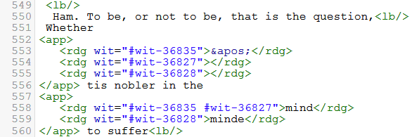 Example for Juxta Web Service’s TEI view and export.