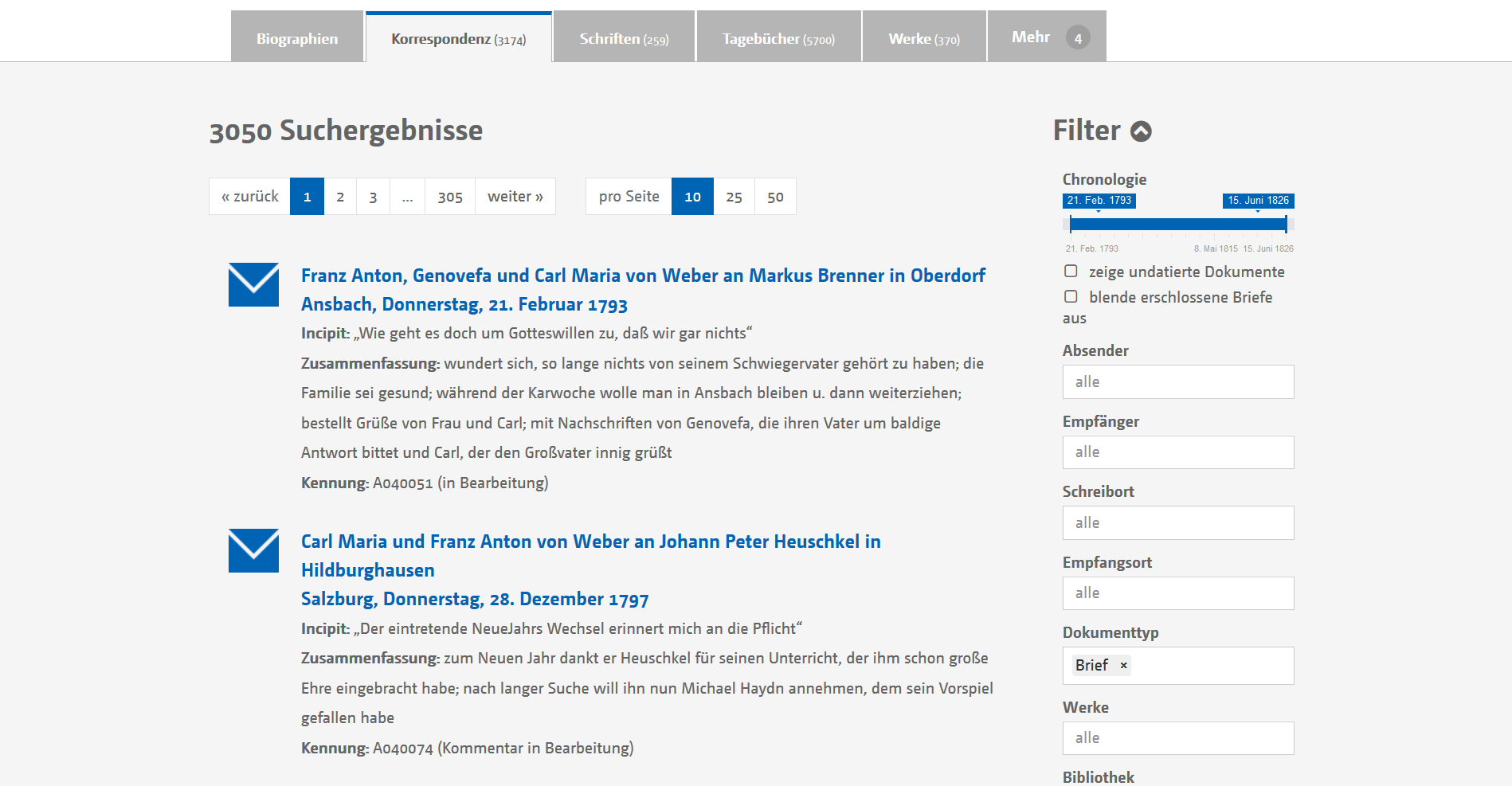 Die facettierte Suche passt sich dem jeweiligen Kontext an.