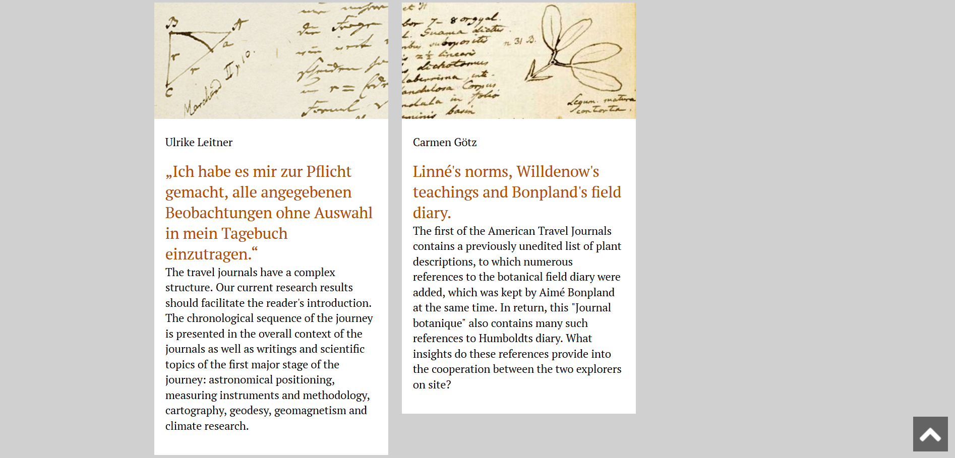 An example of ambiguous titles in the section Travel Journals.