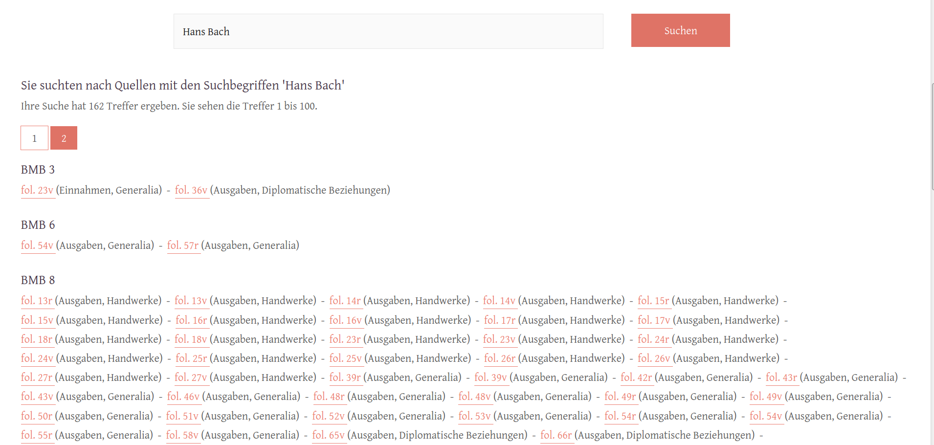 Darstellung der Suchfunktion, Übersicht.
