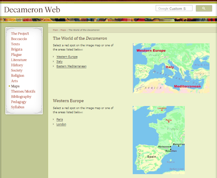 Webpage of the section ‘Maps’.