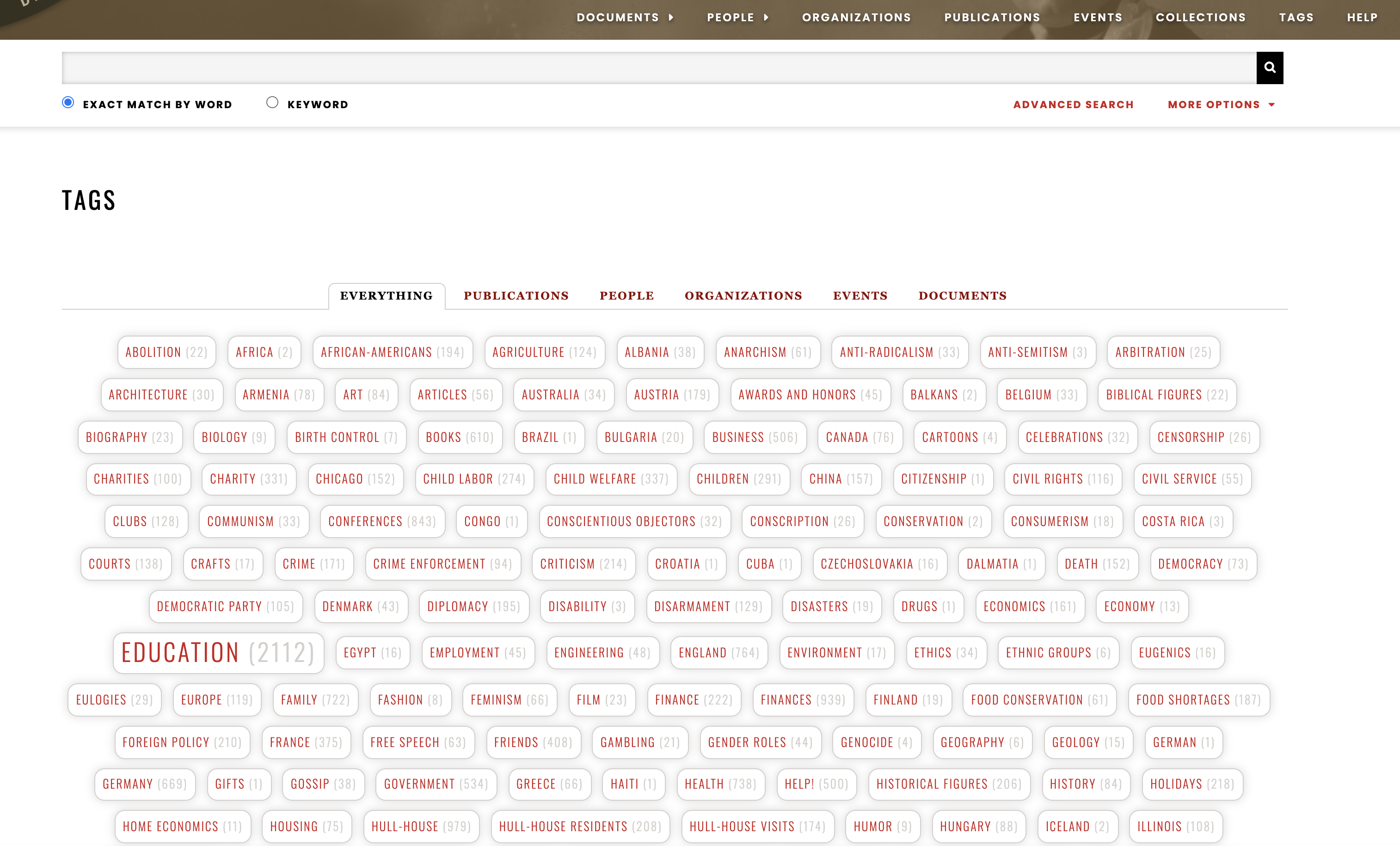 Tag cloud in JADE.