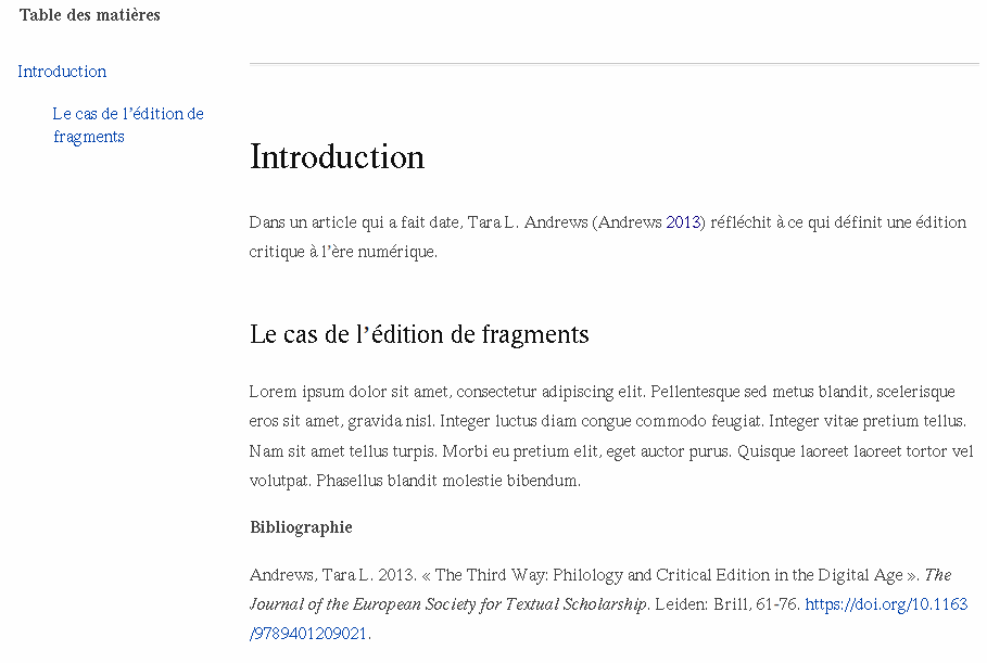 Prévisualisation des références en HTML.