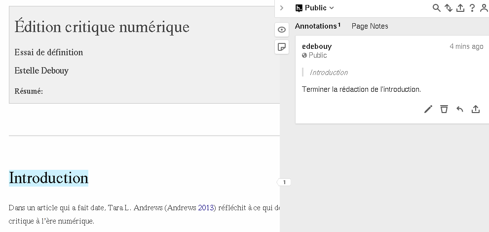 Prévisualisation en HTML avec annotations.