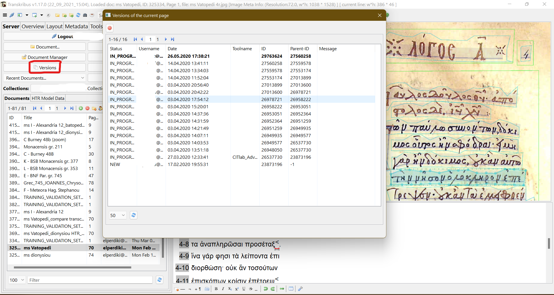 Rollback to specific versions option.
