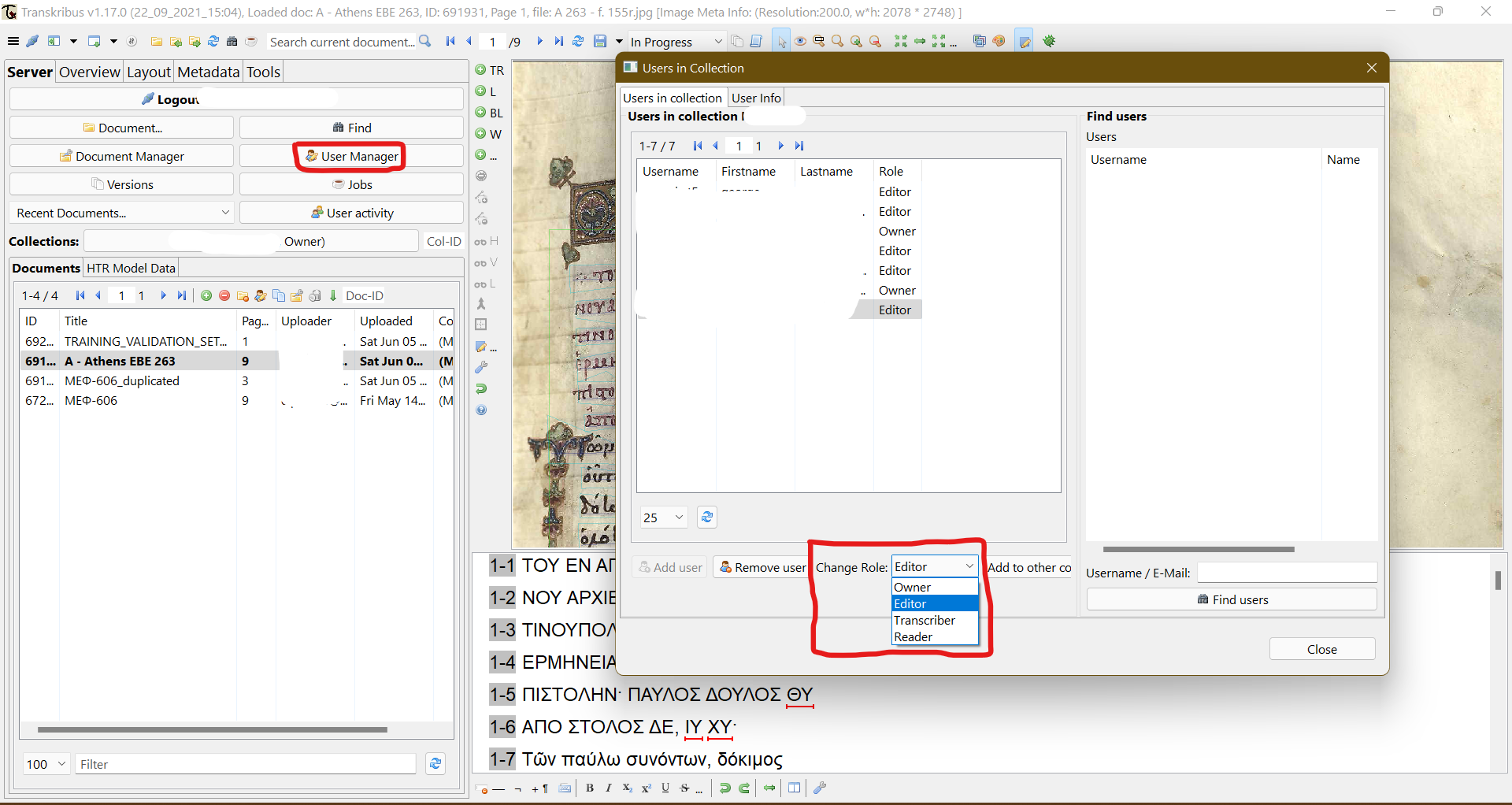 Setting user roles and permission in collections.