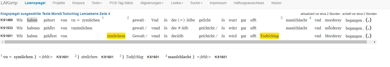 Partiturtext on lemma level.