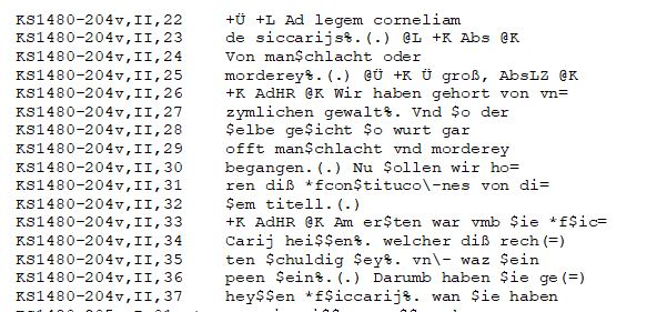 Transcription according to the conventions of the reference corpora (Klagspiegel 1480).