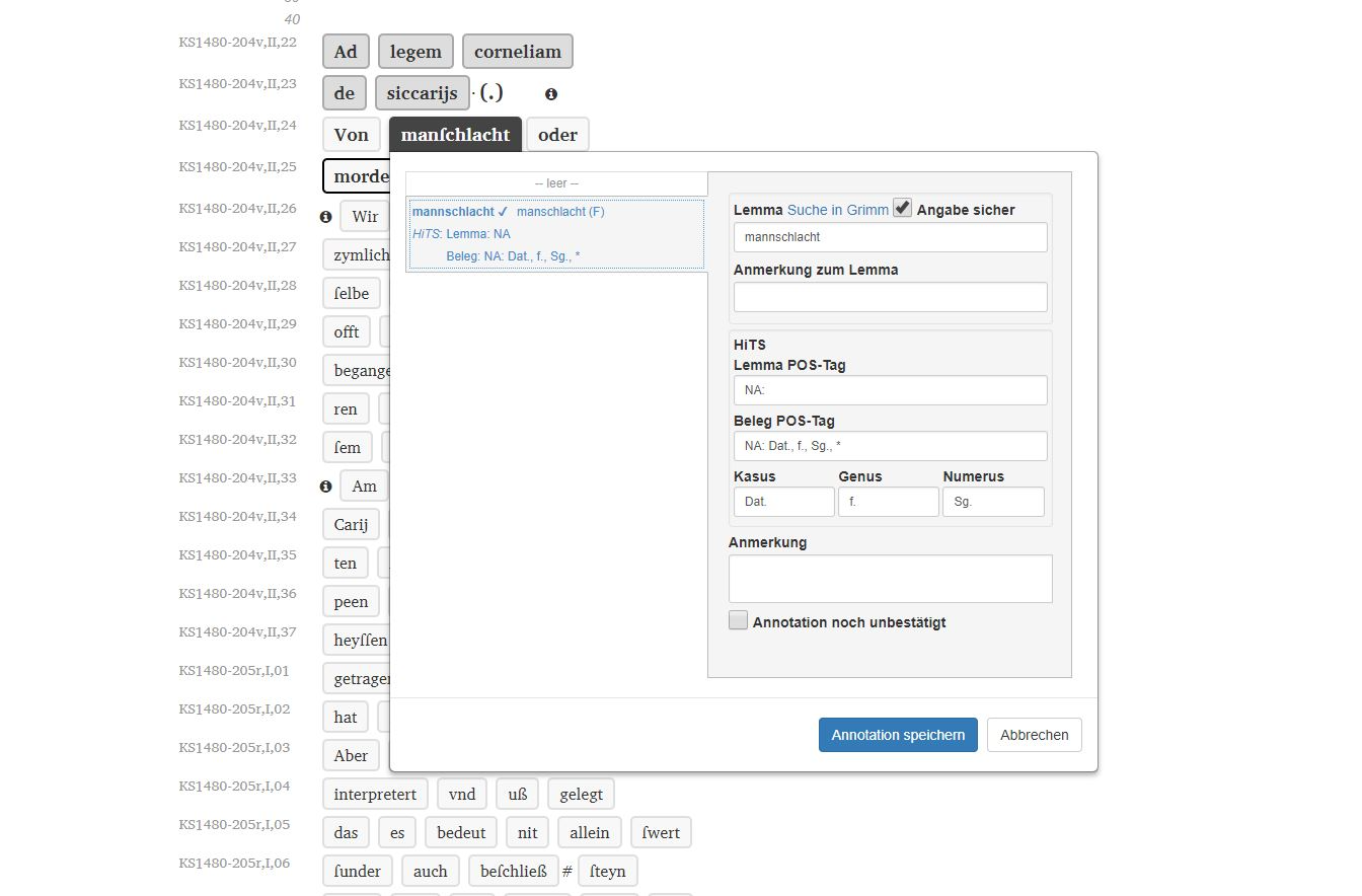 Annotation dialog in LAKomp.
