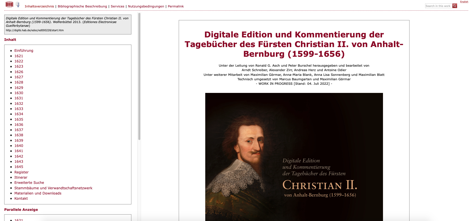 Startseite der digitalen Edition.