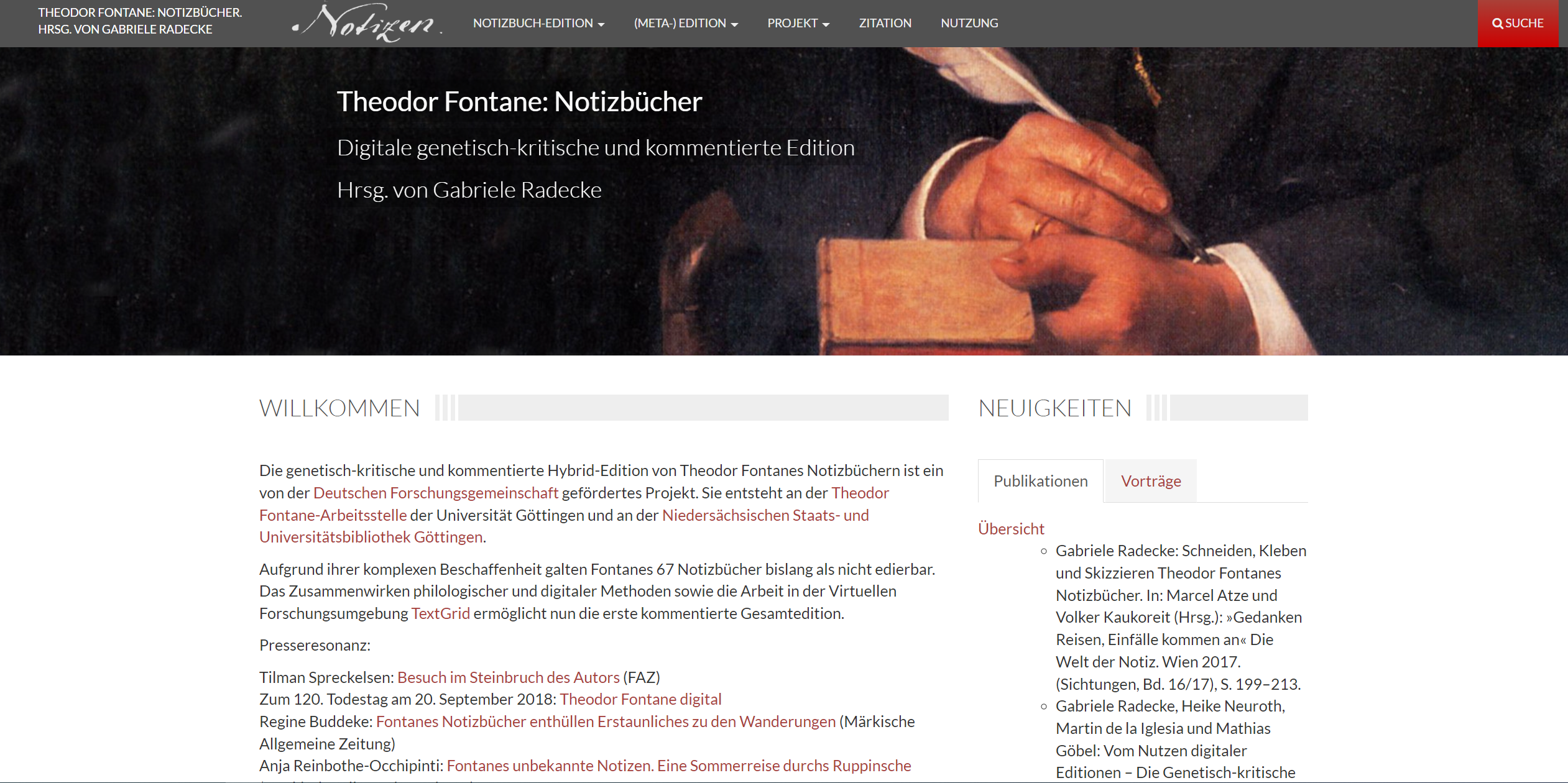 Start page of Theodor Fontane: Notizbücher.