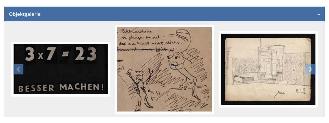 Objektgalerie als alternativer Einstiegspunkt auf der Startseite.