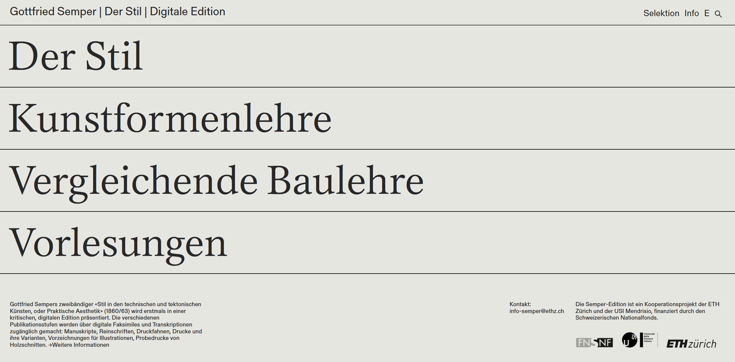 Startseite der Semper-Edition.