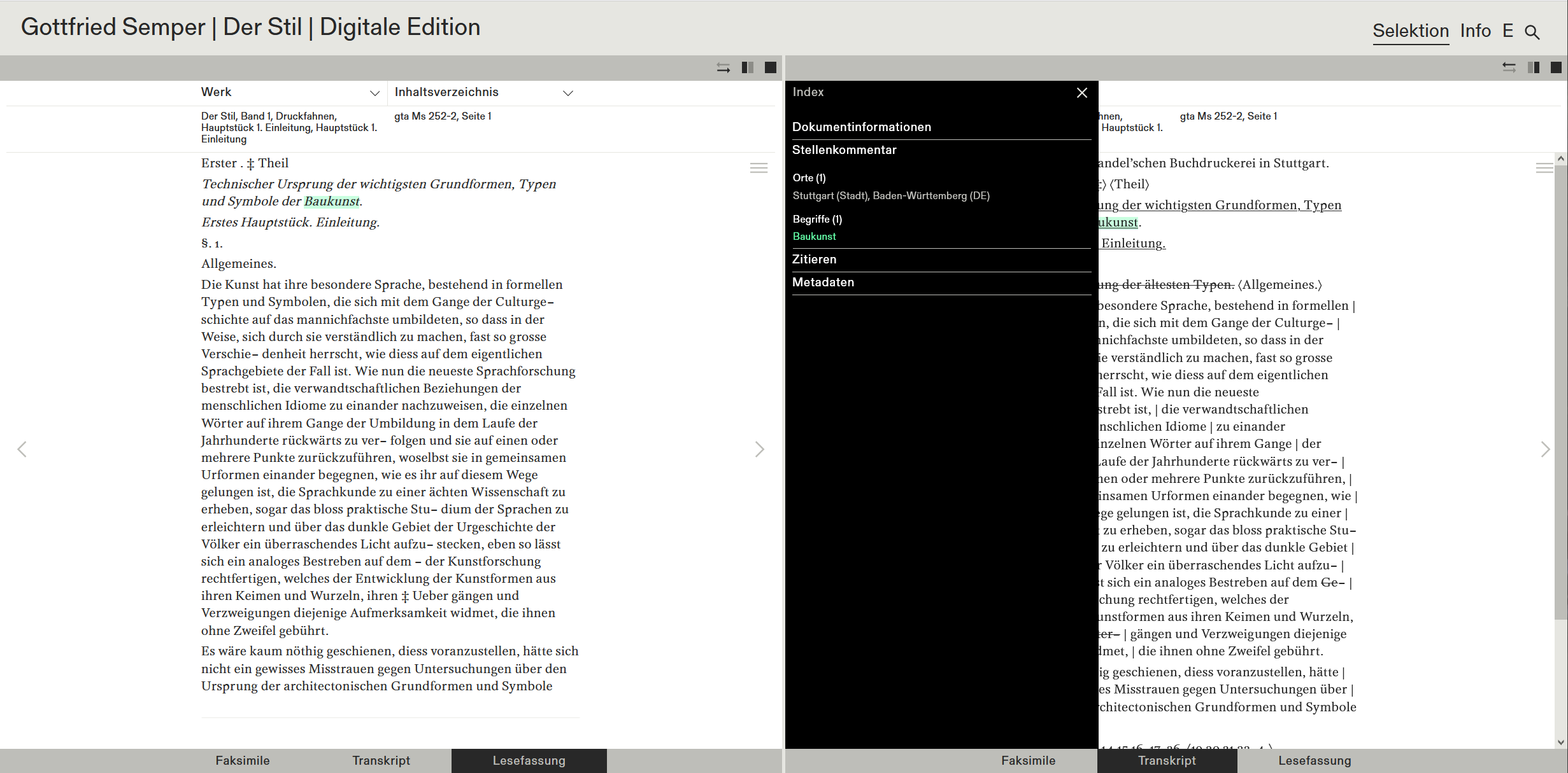 Anzeige des Schlagworts im Text mittels Highlight.