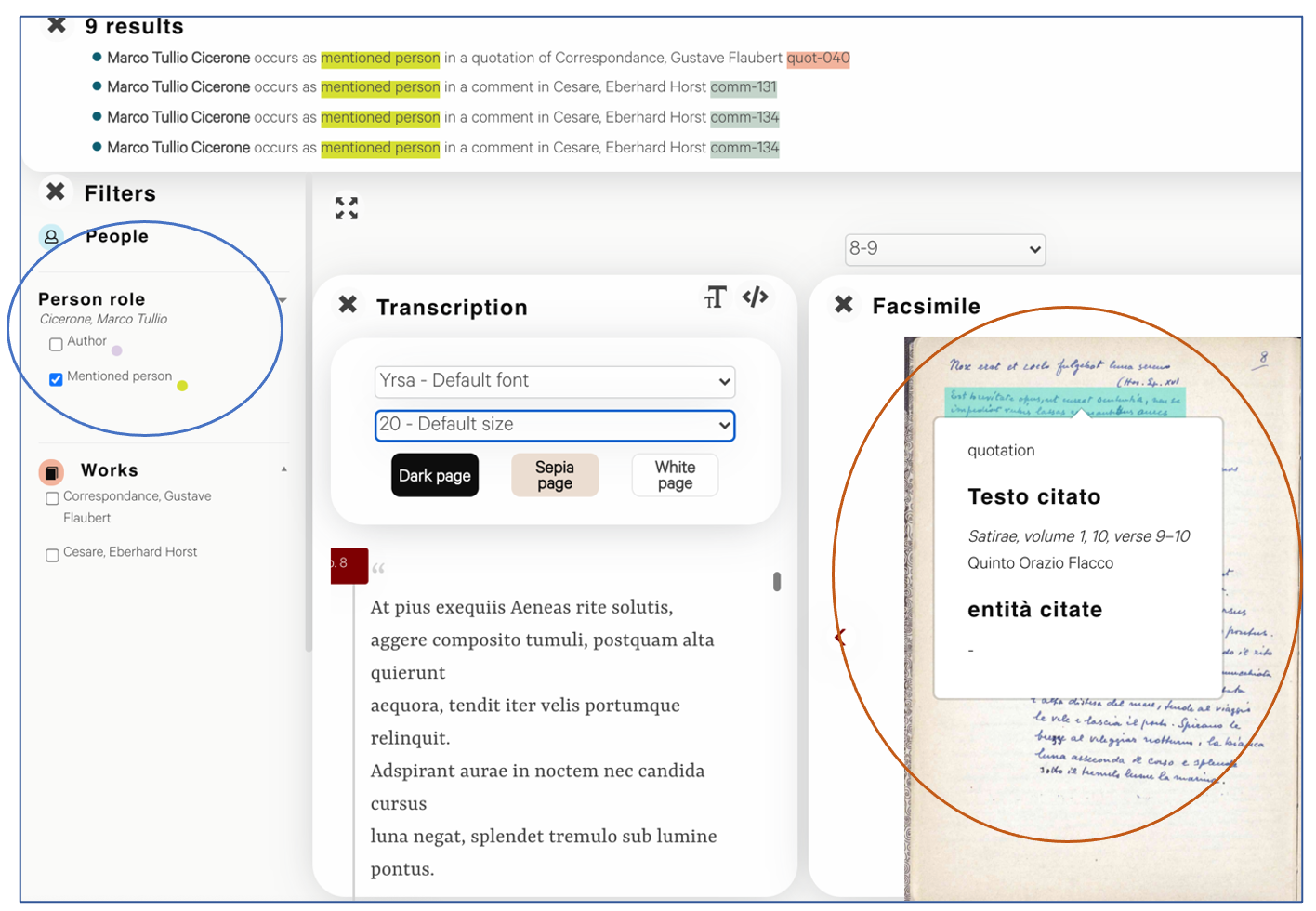 Example of “People” filter result; screenshot.