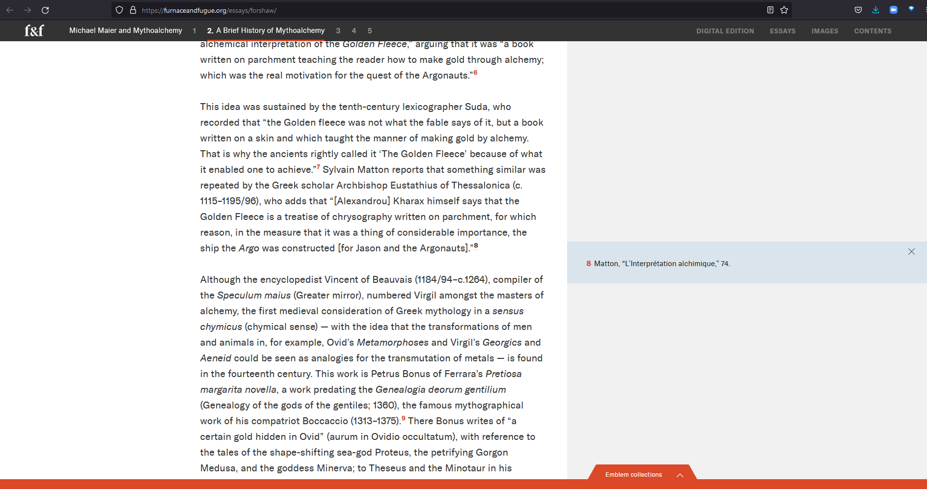 Essay example (Text by Peter Forshaw with expanded footnote).