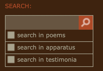 Screenshot Search by poems, apparatus, and testimonia option.