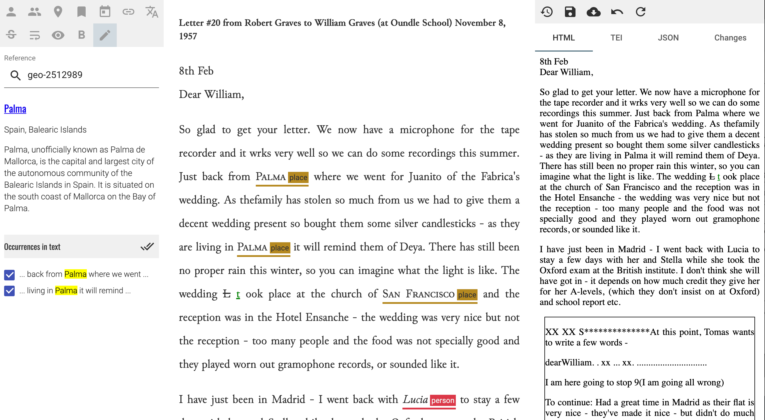 Annotationseditor in einer älteren Version des TEI Publisher, Screenshot aus der TEI Publisher-Dokumentation.