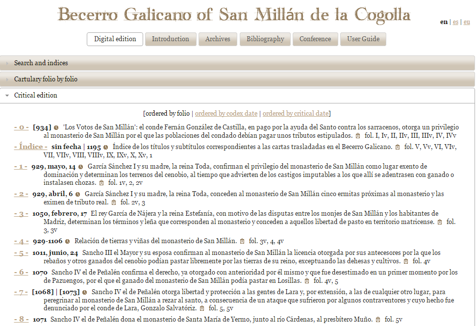 Critical edition index.