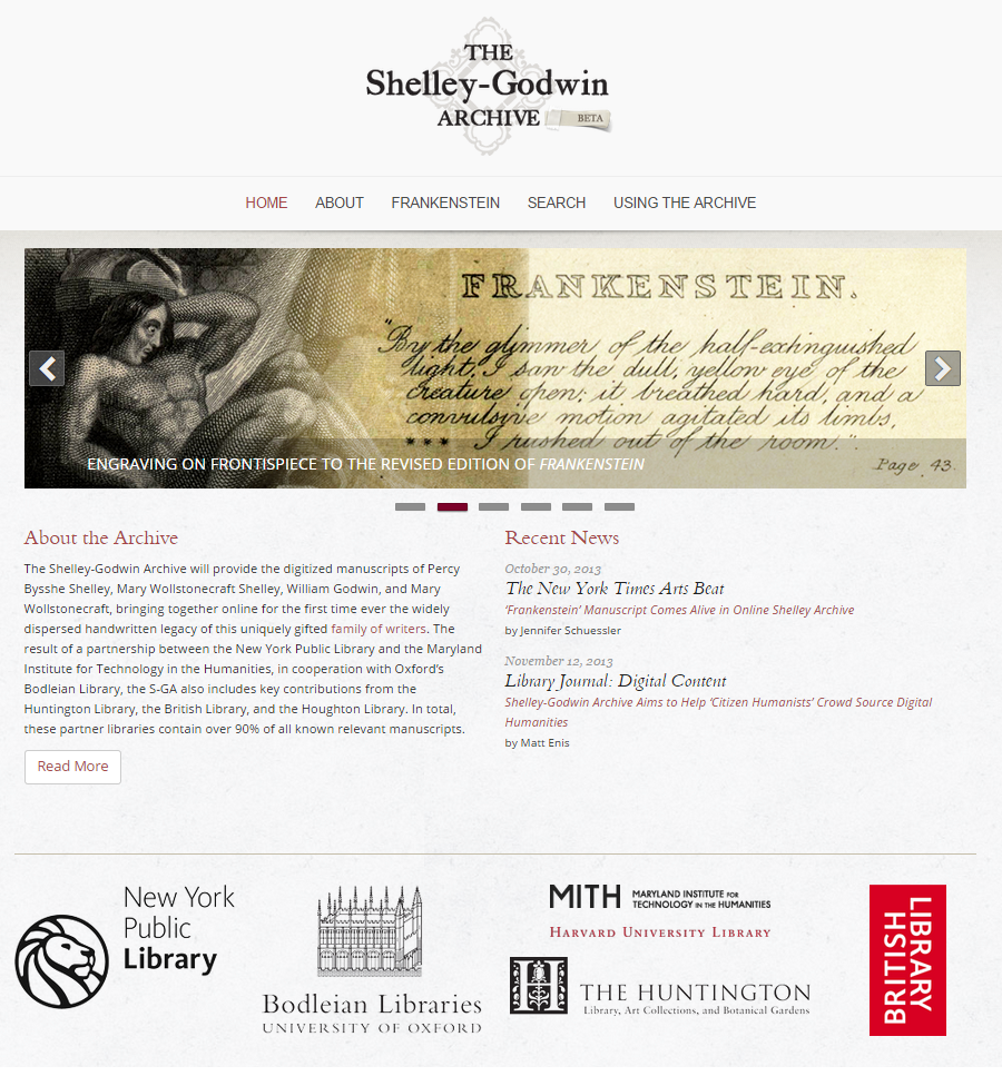 The Shelley-Godwin Archive main page.