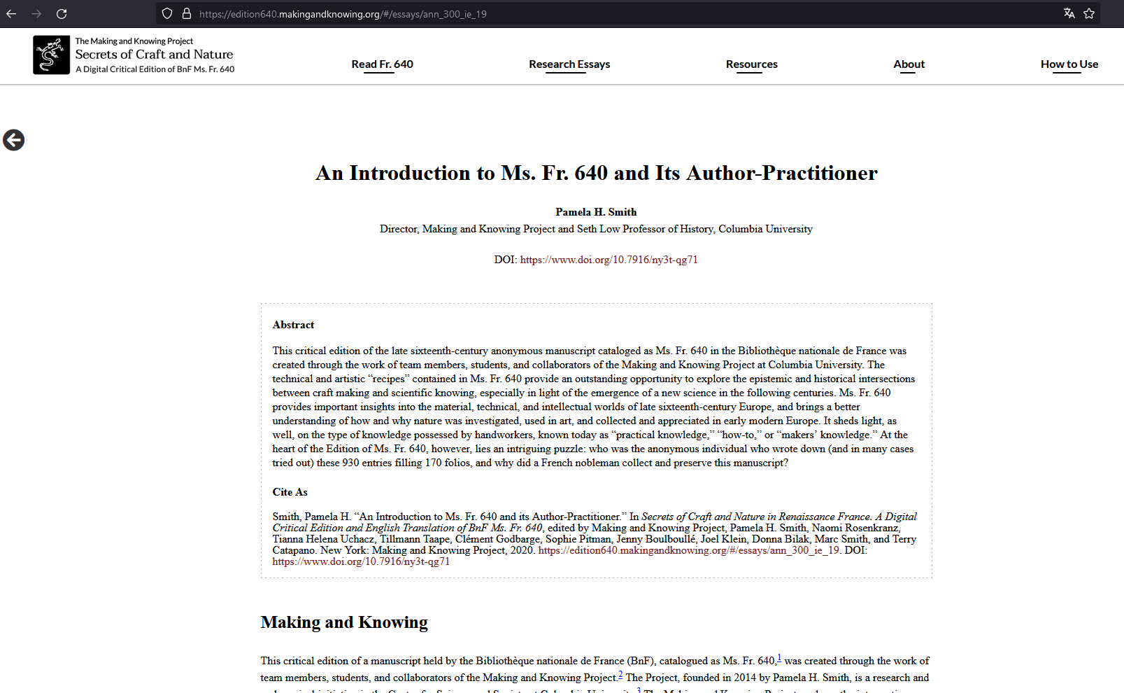 Example of a research essay presented in the project’s minimal edition format.