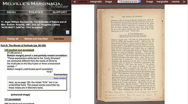 Documentary transcription of Melville’s marginalia.