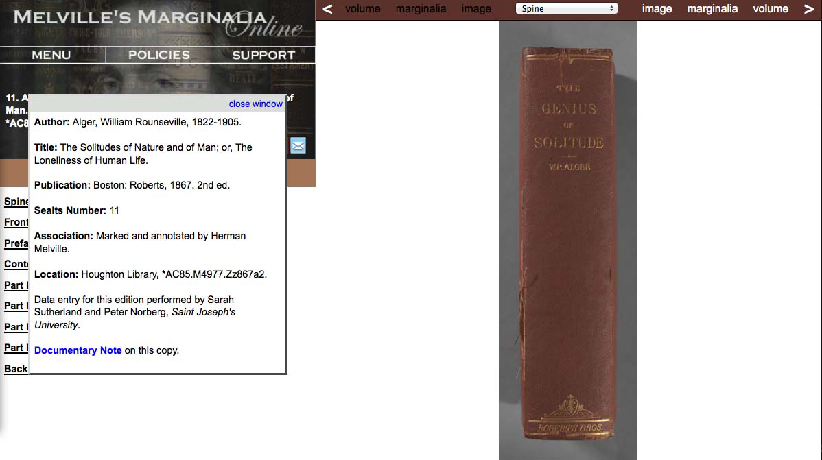 Spine and metadata of Alger.