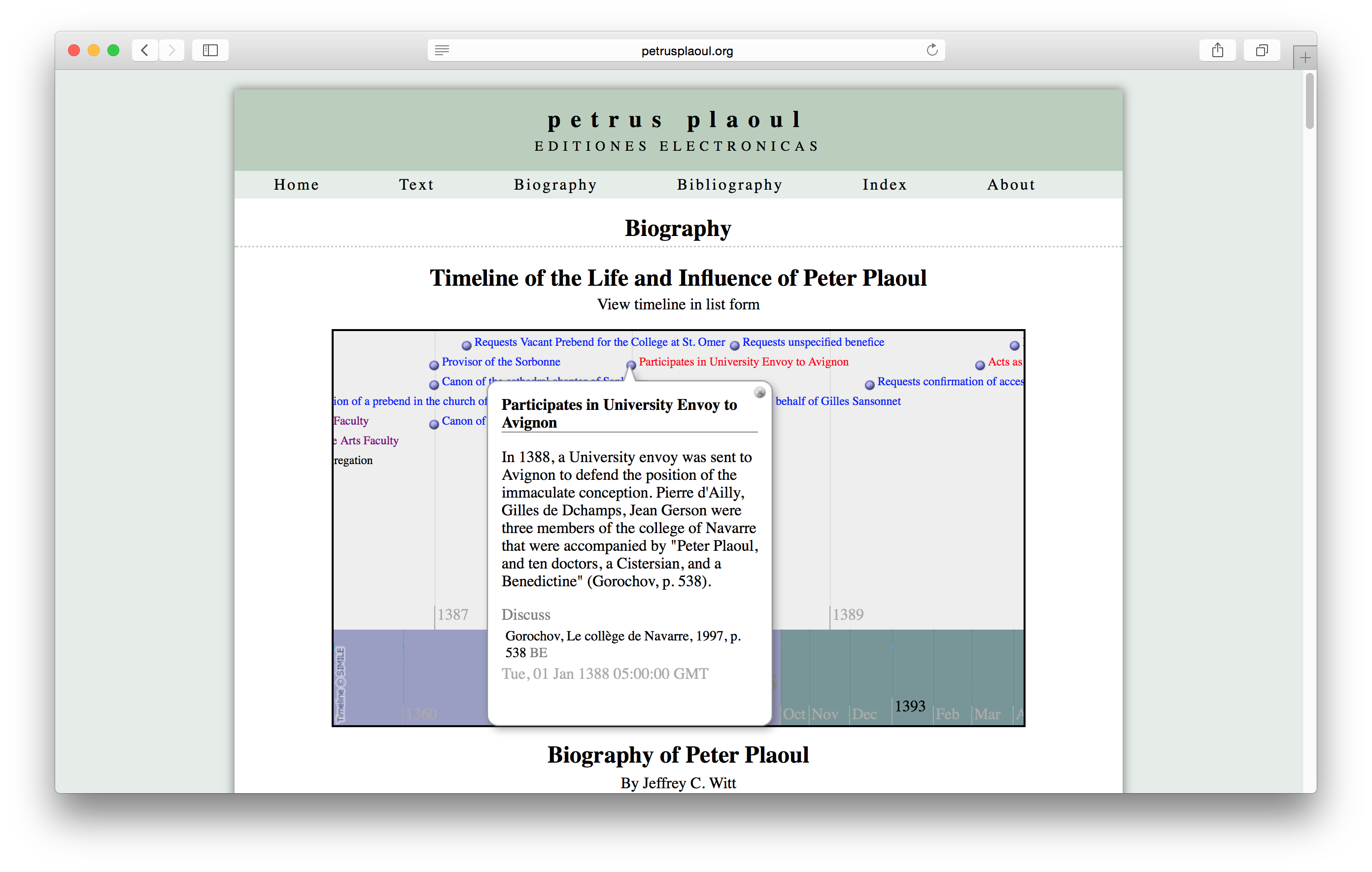 Biography and Timeline.