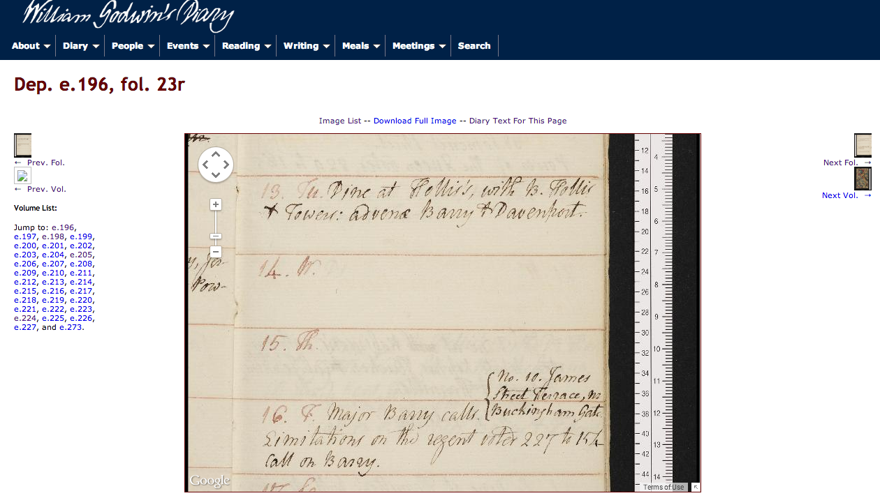 Scan of manuscript showing interpolation into a day’s entry.