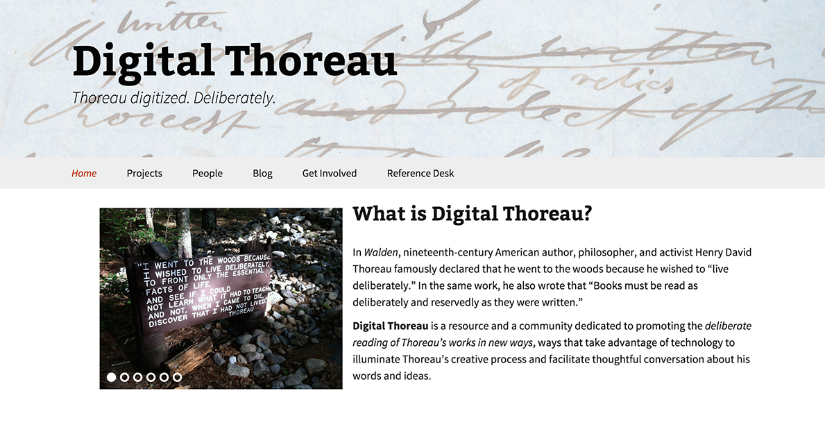 Digital Thoreau homepage.