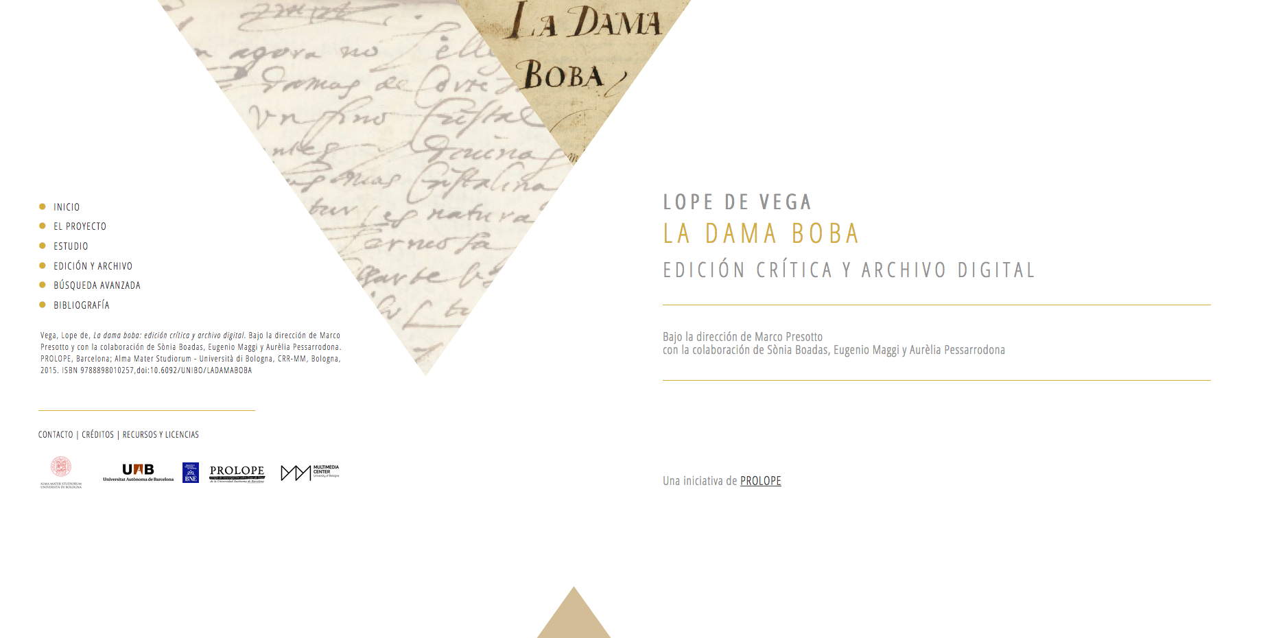 Landing page of the edition.