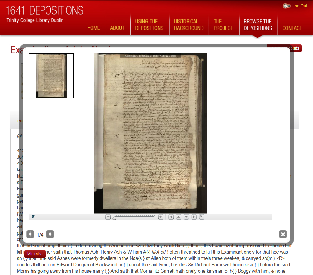 Facsimile view using Zoomify.