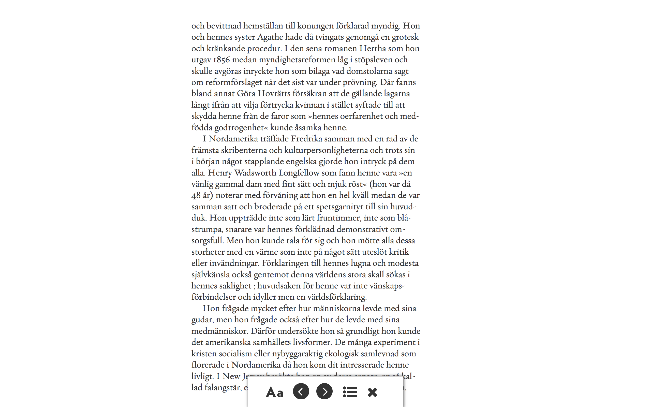 The same page from Fig. 2, displayed in the läsfokus view. See: http://litteraturbanken.se/forfattare/BremerF/titlar/LivetIGamla/sida/9/etext?fokus.