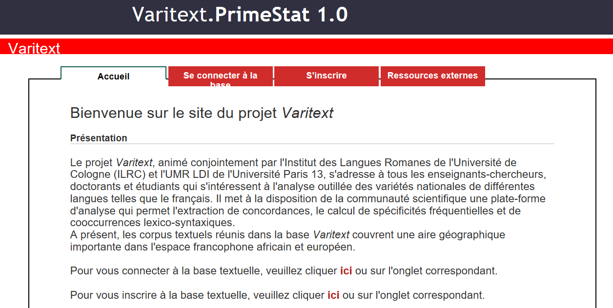 Die webbasierte Plattform Varitext.