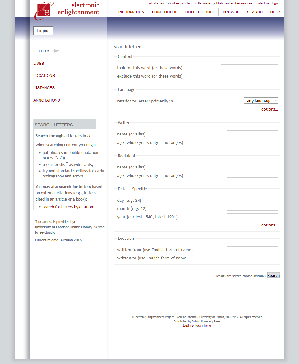 Search interface.