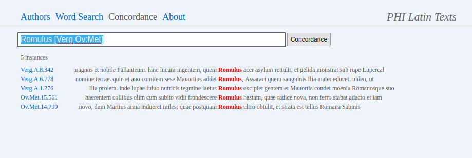 Search results as 'Concordance'.