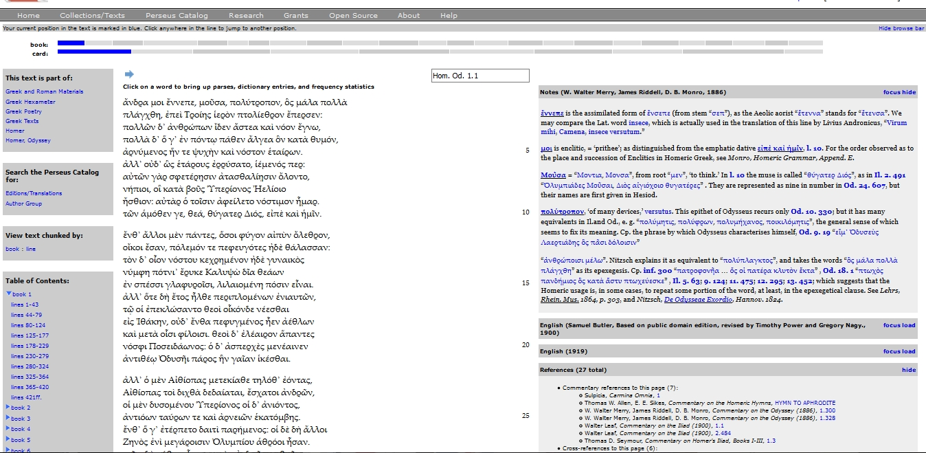 View of a primary text in Perseus.