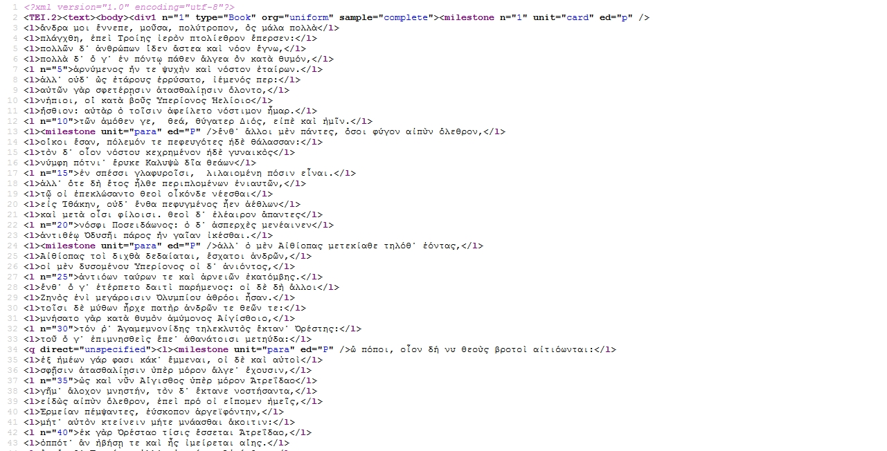 Base XML of Homer’s Odyssey.