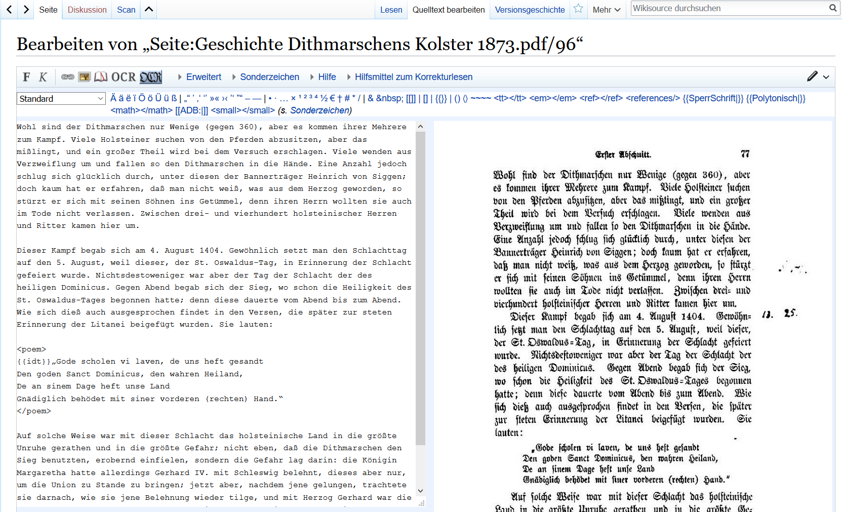 Wilhelm Heinrich Kolster: Geschichte Dithmarschens. Nach F. C. Dahlmanns Vorlesungen im Winter 1826. Wilhem Mauke, Leipzig 1873, Seite 77. Digitale Volltext-Ausgabe bei Wikisource, URL: https://de.wikisource.org/w/index.php?title=Seite:Geschichte_Dithmarschens_Kolster_1873.pdf/96&action=edit (aufgerufen am 2.2.2018).