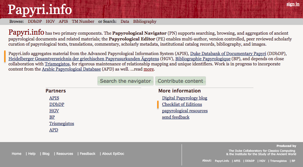 Home page of Papyri.info, with its aggregated databases highlighted: https://web.archive.org/web/20170710143913/http://papyri.info.